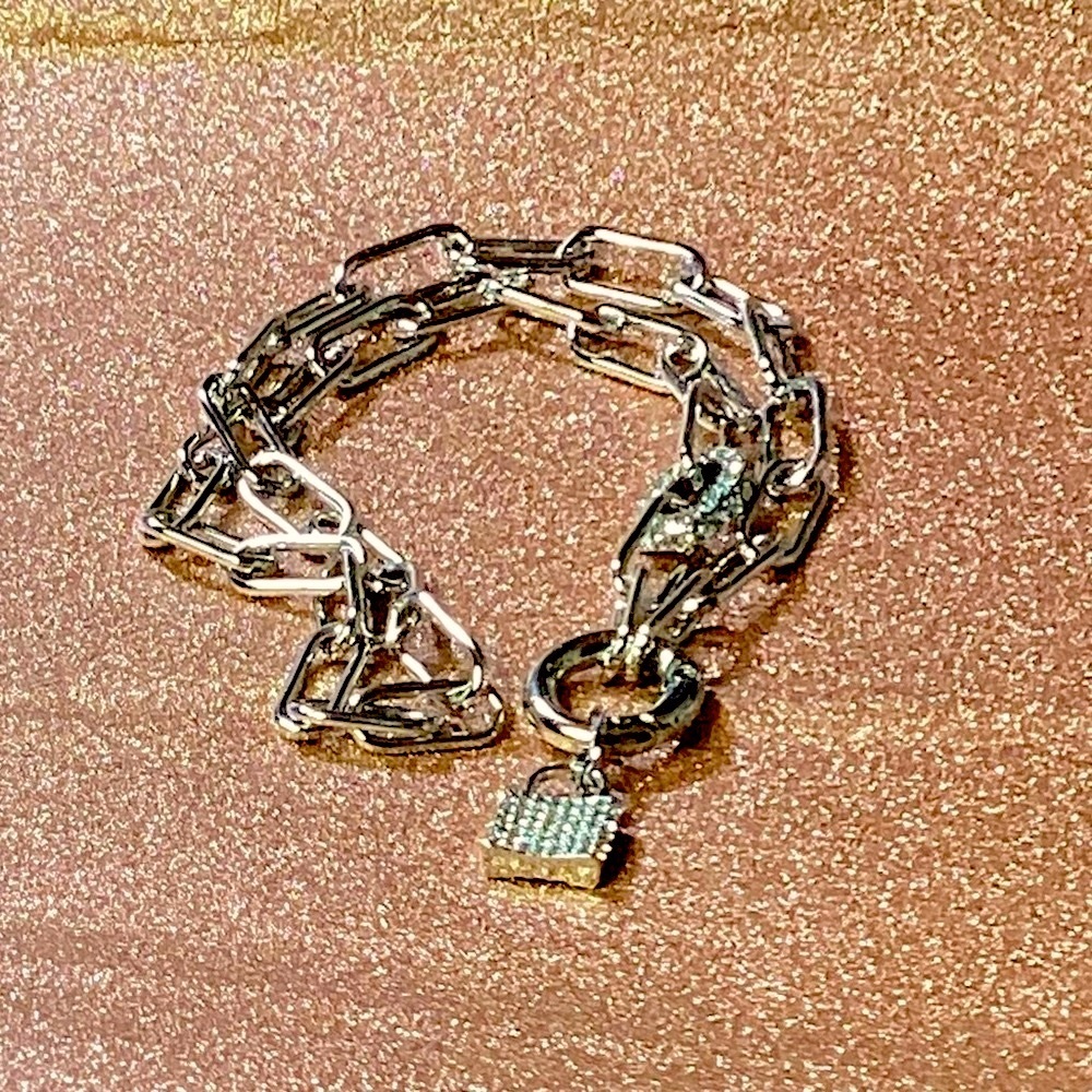 Silver Lock Pendant Chain Necklace